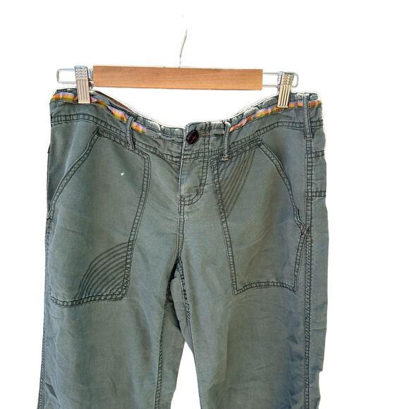 Vintage Y2K Free People Low Slung Baggy Boho Grunge Army Green Utility Pants 8 - Picture 7 of 15